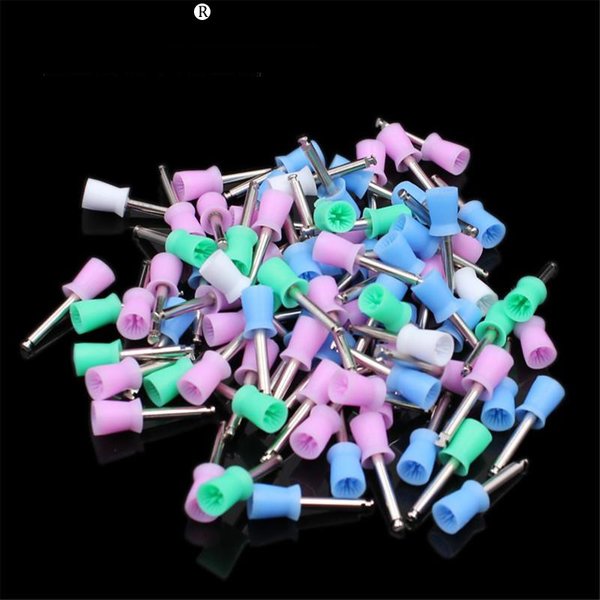 100 pièces tasse de polissage dentaire vernis à dents brosse en caoutchouc polisseuse Prophy pour pièce à main à basse vitesse