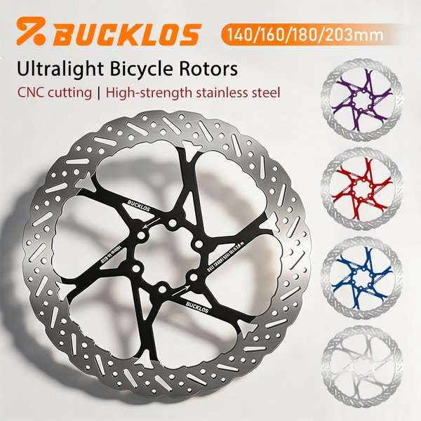 BUCKLOS Fahrrad-Bremsscheibe 140mm 160mm 180mm 203mm Ultraleichte Rennrad- und Mountainbike-Hydraulikbremsscheiben mit 6 Schrauben