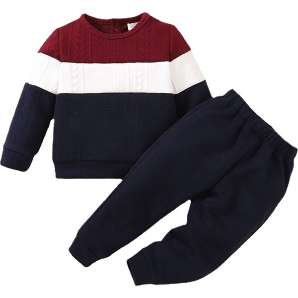 Ensemble de vêtements pour enfants de 1 à 6 ans, pull à manches longues + pantalon bloquant les couleurs, 2 pièces, tenue de Sport à la mode, automne et hiver