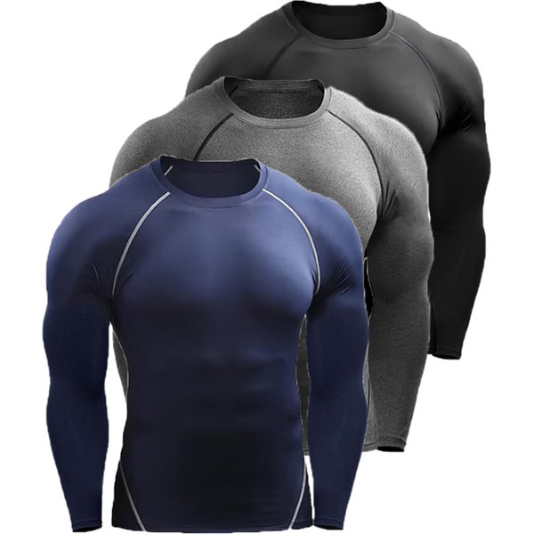 Compression Long Sleeve T Shirt Men Elastic Training T-shirt Gym Fitness Workout Tights Sport Jersey Athletic Running Shirt Men