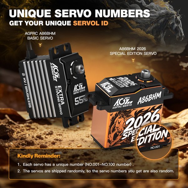 AGFRC A86BHM 2026 55KG Digitaler Servo mit Hohem Drehmoment, Programmierbar, Vollmetallgetriebe, Bürstenloser RC-Servomotor für 1/8 1/10 RC-Autos