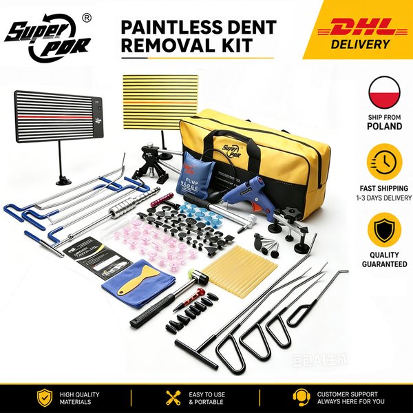 Professionelles PDR-Auto-Dellenreparaturset, lackfreie Dellenentfernungswerkzeuge mit Dellenabzieher, Brecheisen für die Dellenreparatur von Karosserie Hageln