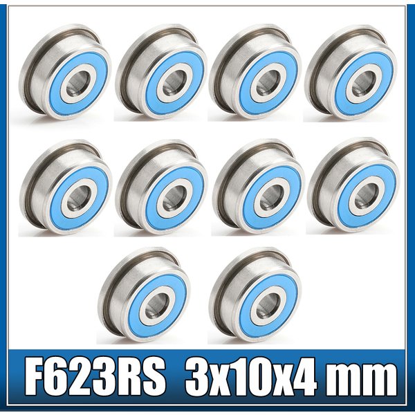 F623RS Bearing 3*10*4 mm ABEC-7 10 Pcs, F623-2RS Flange Ball Bearings For VORON 0 Motion, Use In A/B Drive Units Idlers XY Joint