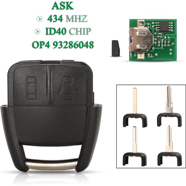 Jingyuqin-Clé Télécommande Intelligente à 2 lèvent OP4 93286048, pour Voiture Opel Astra 2002-2008, ASK 434MHz ID40, Puce de Remplacement