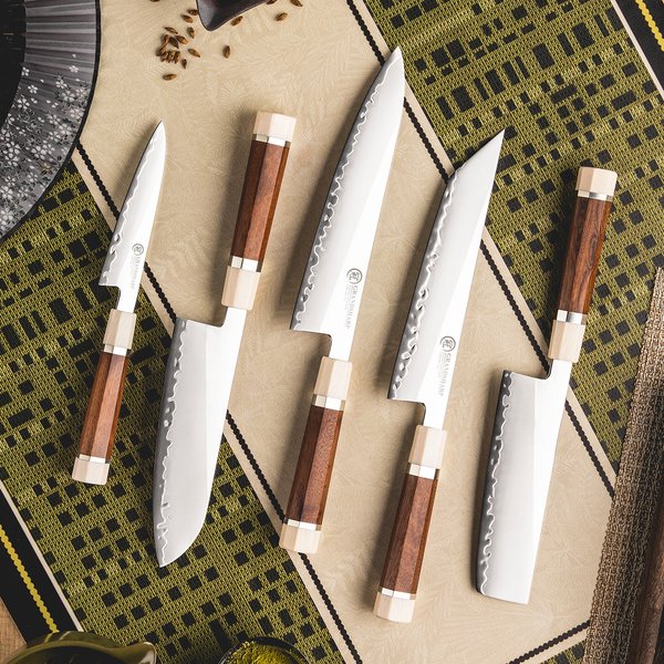 Grandsharp – ensemble de couteaux de cuisine, 3 couches en acier Composite PM204, noyau en acier, manche en bois, Collection de couteaux de Chef professionnels, 1 à 5 pièces
