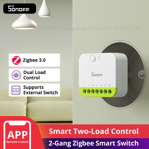 SONOFF MINI-ZB2GS MINI DUO 2-Gang Zigbee Smart Switch Dual Load Control Zigbee 3.0 Kompatibilitätssignal mit mehreren Zigbee Hubs