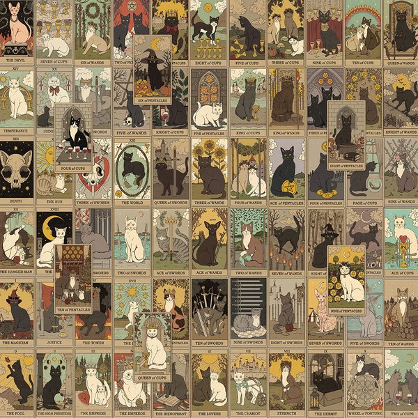 72 pièces chat Tarot Graffiti autocollant mystère Divination dessin animé décalcomanies bricolage ordinateur portable vélo moto téléphone voiture autocollant jouets