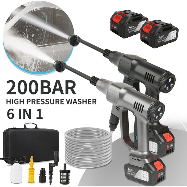 Kabelloser Akku-Hochdruckreiniger Spritzpistole 6-in-1 Elektrische Autowaschanlage Gartenreiniger Autowaschmaschine für Makita-Akkus