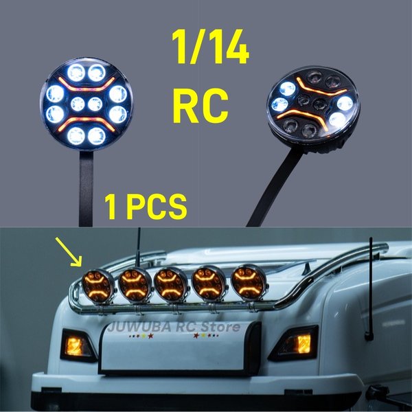 RC jouet camion Cawler voiture 5V LED projecteur rond lumière de toit pour Tamiya RC tracteur camion 1/14 pièces SCX10 accessoires F04-Y10