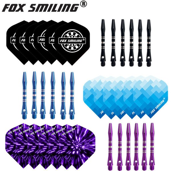 Fox souriant 41mm arbres de fléchettes en aluminium et vols de fléchettes ensemble Dardos feuilles de plumes ensemble d'accessoires de fléchettes pour jeux de fléchettes