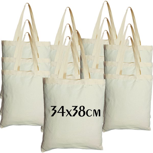 1/3/5pcs 13.4x15in Canvas Tote Bag Portable Shopping Handbag Casual Large Capacity Cloth Bag Solid Blank Reusable Shoulder Bag