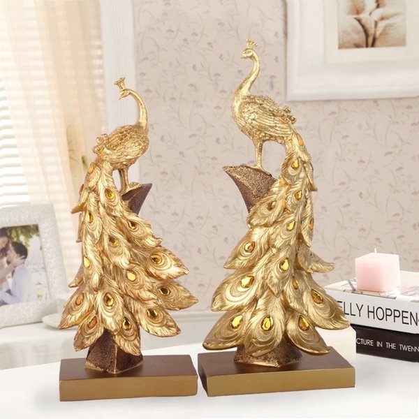 1pc Harz Handwerk kreative Mode Gold blau Pfau Ornament Weins chrank Wohnzimmer Home Dekoration Geschenk