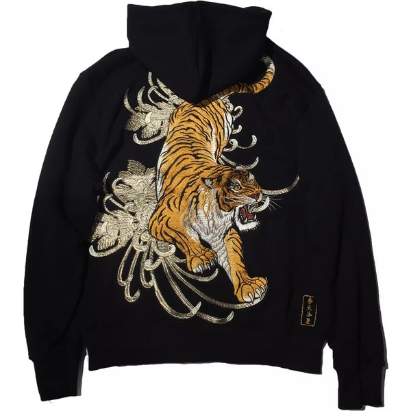 Pull Yokosuka Sukajan brodé pour hommes, tigre en bambou, chrysanthème, sweats à capuche noirs pour garçons, pull de haute qualité, Y-Vintag