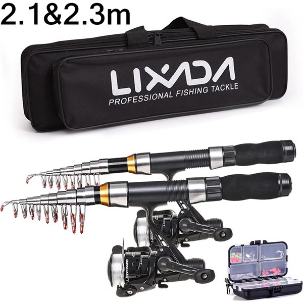 Lixada 2.1m 2.3 m Telescopic Fishing Rod Reel Combo Full Kit Carbon Fiber Rod Pole Spinning Reel Fishing Bag Case Pesca Gear Set