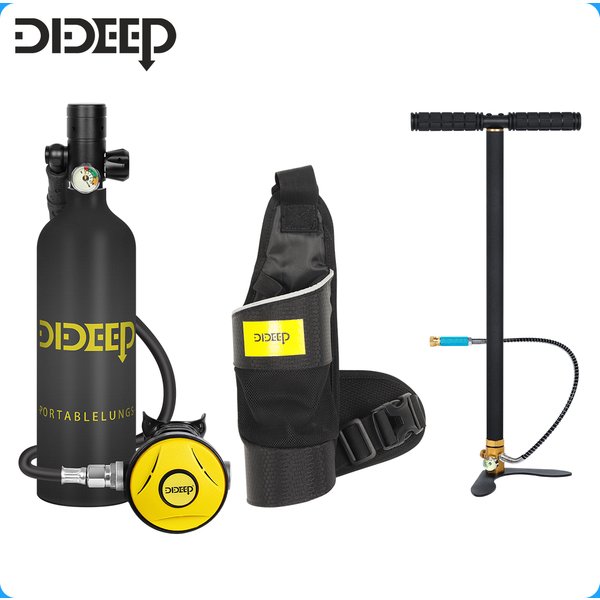 DIDEEP 1-Liter Mini-Tauchflaschen-Set, 15-20 Min. Unterwasser-Tauchzeit, Einfach zu Bedienen, Tragbare Tauchflasche mit 3000 PSI, Sommer-Tauchen zur Erfrischung, Geeignet für Outdoor-Aktivitäten und