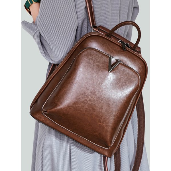 Sac à dos en cuir véritable pour femme, sac à dos en cuir de vachette rétro, sac à dos pour femme, sacs à bandoulière initiés, sac à dos à l'huile, mode scolaire, avertir