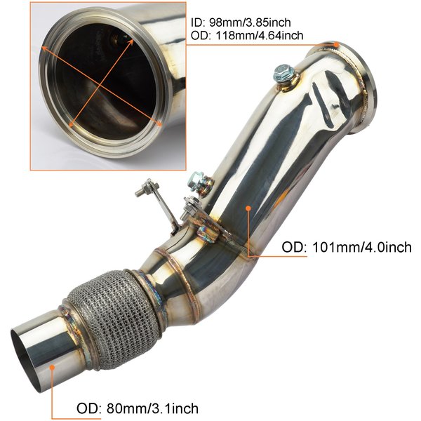 Collecteur d'échappement sans catalyseur pour BMW B48 2.0T 120i 125i F20 F21 220i 230i F22 F23 320i 330i F30 F31 F34 420i 430i F32 F33 F36 2.0T