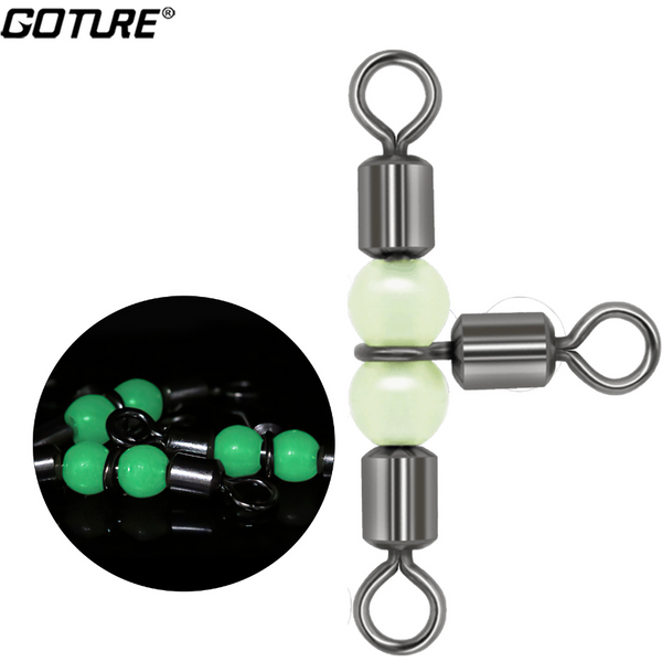 Goture 30 pièces/lot émerillons de pêche forme de gourde lumineuse émerillons de pêche 360 degrés ROTATION 3 voies émerillons accessoires de pêche