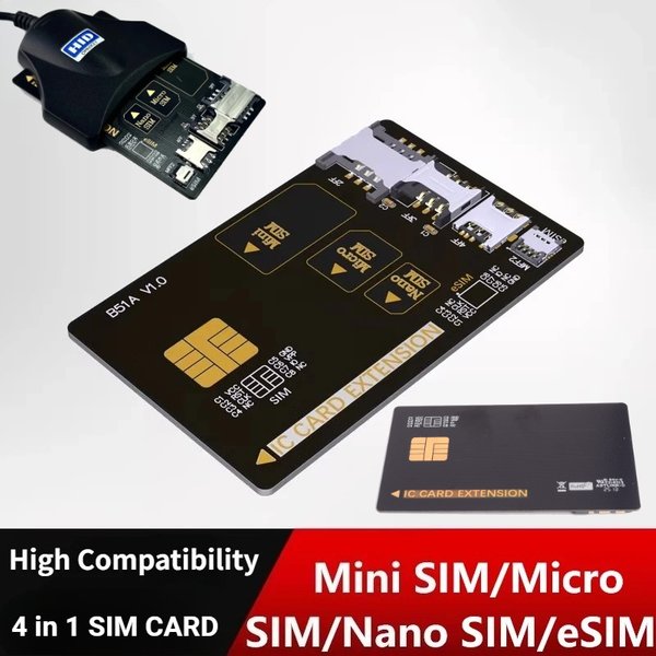 ADT-Link 4 In1 SIM Converter To Smartcard IC Card Extension for Standard Mini-SIM Micro-SIM Nano-SIM ESIM 4-in-1 Extension Card