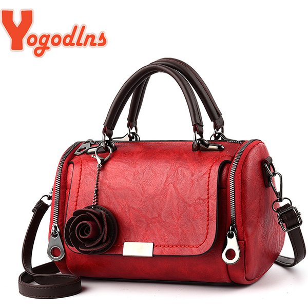 Yogodlns – sac à main avec pendentif à fleurs pour femmes, sacoche à bandoulière simple en PU, Boston, nouvelle collection 2022