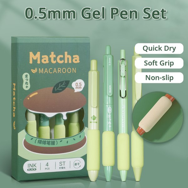 Stylos gel à séchage rapide ST, stylos à bille rétractables, écriture lisse, fournitures scolaires et de bureau, 0.5mm, 4 pièces/ensemble