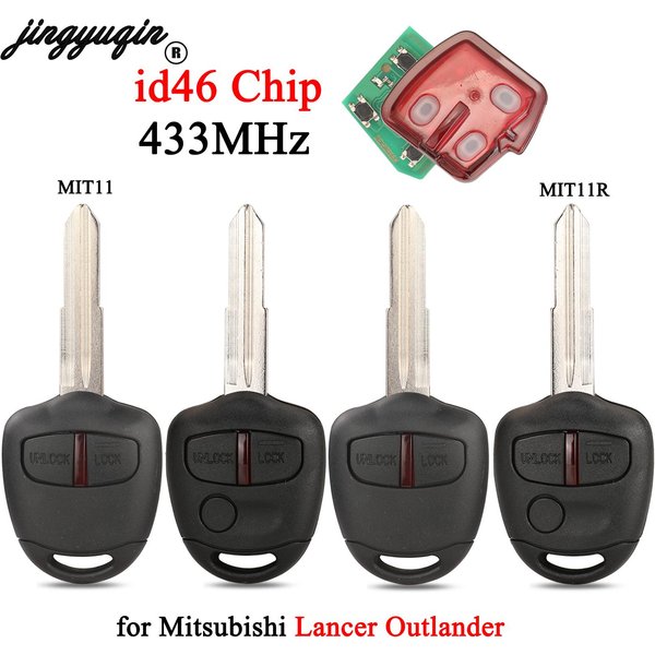 Jingyuqin 2/3 Buttons 433MHz Car Remote Key id46 chiip For Mitsubishi Lancer Outlander Pajero MIT11/ MIT11R Blade Repalcement