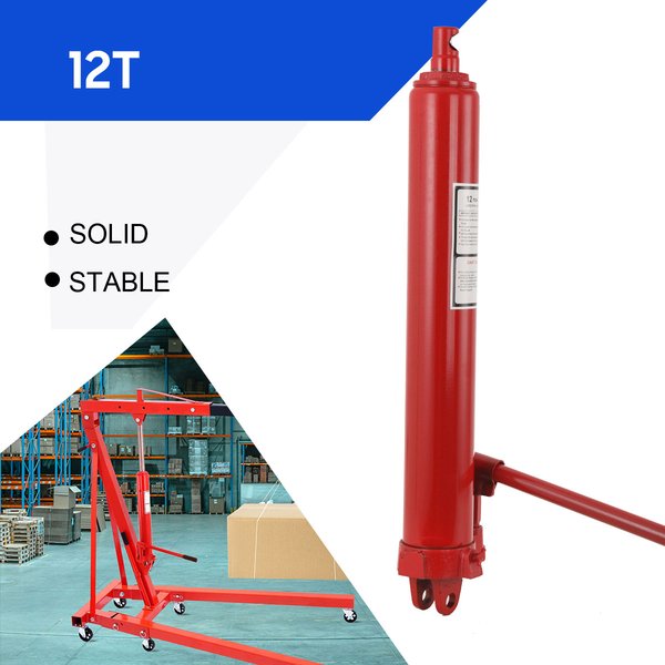 Hydraulikzylinder 12t mit Pumpe, Ersatzteil, Verlängerter und Hochleistungs-Hydraulikheber 12 Tonnen, Hydraulikzylinder mit langem Hub für Motorkran und Werkstatthebebühne,