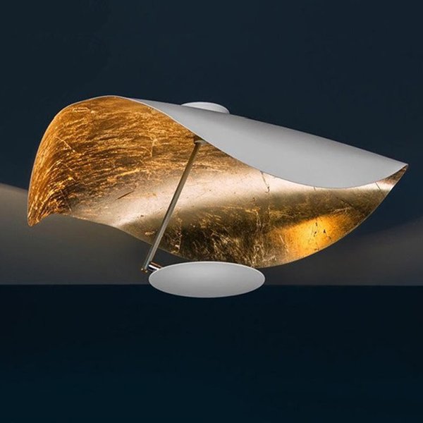 Plafonnier industriel en forme de feuille de Lotus, design nordique, idéal pour un salon ou une cuisine, en fer, noir ou or