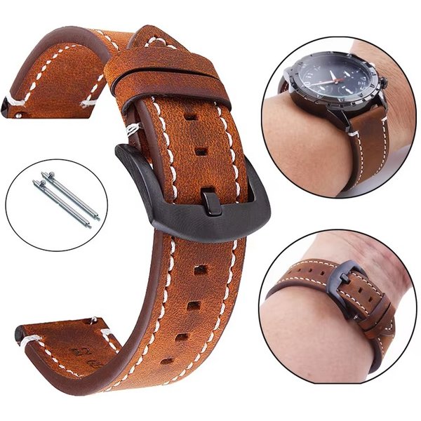 20mm 22mm 24mm Lederarmband pour Huawei Watch GT 2 3 4 5 46mm Schnellverschluss Vintage Uhrenarmband pour Samsung Galaxy Watch 7/6/5/4/3