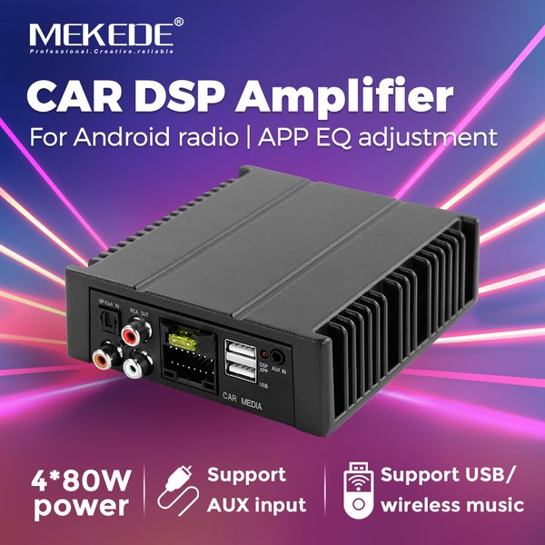 MEKEDE Auto-DSP-Verstärker 4*80W Leistung für Android-Radio mit APP-EQ-Anpassung, Plug-and-Play, Unterstützung für Optische Faser/Koaxial/AUX/RCA/USB