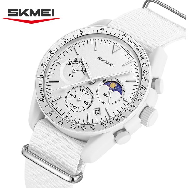 SKMEI 9392 Quarz Chronograph Uhren für Männer und Frauen mit Datum 30M Wasserdicht Sportuhr Modische Nylon-Armbanduhr Geschenke Reloj Mujer