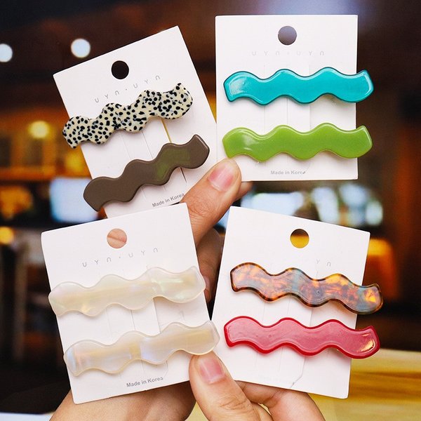 3pcs/Set Colourful Wave Shape Hair Clip Fashiona Leopard Print Hair Accessories Hollow Out Paillette Hair Pin