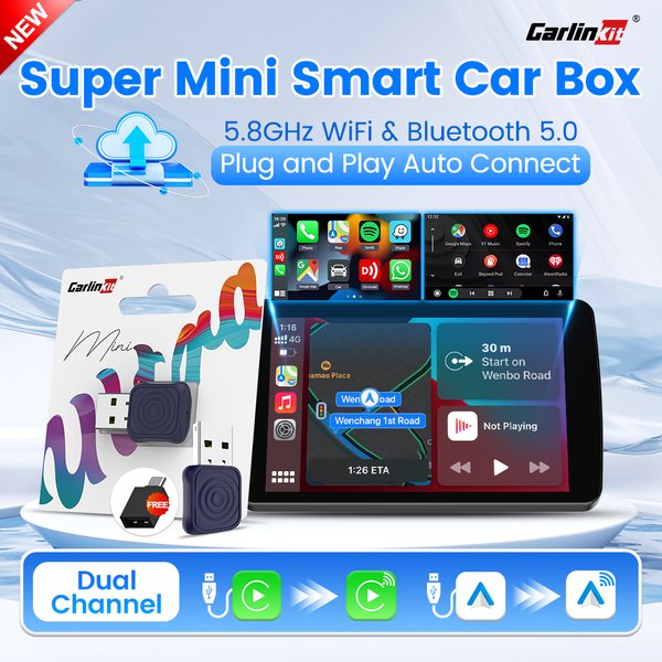 CarlinKit 5.0 Mini Ultra / Pro Wireless CarPlay & Android Auto Adapter für OEM-Autos Upgrade WiFi BLE Wireless Auto-Connect-Telefon