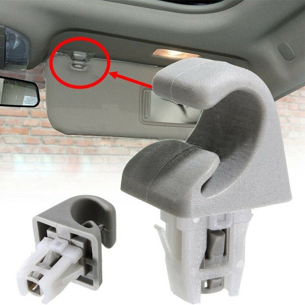 2Pcs Car Sun Visor Clip Gray Interior Hanger Hook Clip Bracket Hanger For Toyota Camry Corolla Highlander Prius RAV4 Grey