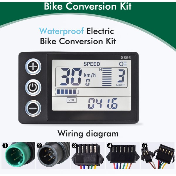 S866 Electric Bicycle UART 2 Display Digital E Scooter Cable Ebike Smart Bike Computer Bicycle Speedometer Waterproof Road