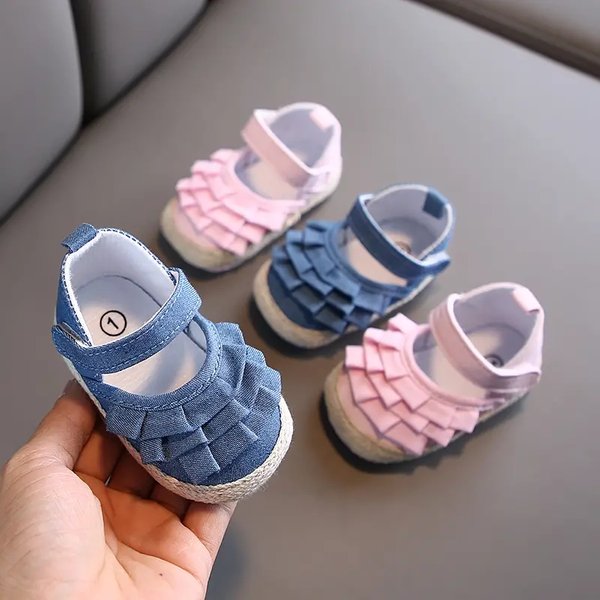 Chaussures mignonnes à fleurs pour bébé fille, souliers pour enfant, nouveau-né, semelle souple grill, premiers pas, princesse, anti-alde, 0 à 18 mois, nouvelle collection