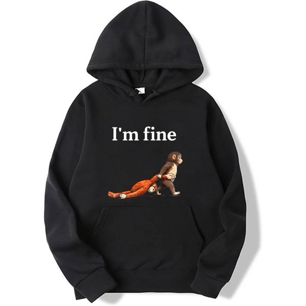 Lustiger Meme-Grafik-Hoodie „Trauriger Affe schlägt einen orangefarbenen Spielzeug-Affen“ – Herren & Damen, lässiger Oversize-Pullover, Vintage-Hoodies für Männer