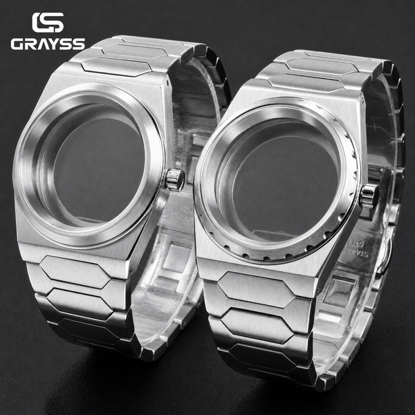 Grayss Neues 37mm integriertes gebürstetes 316L Stahl-Uhrengehäuse für SKX NH35 NH36 Saphir 20atm wasserdichte Mod-Teile Stahlarmband