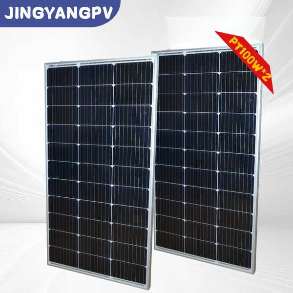 200 W (100 2 Stück) 18 V monokristallines Solarpanel-Modul, hocheffizientes, starres Solarladegerät für 12 V Batterie, wasserdichte netzunabhängige Stromversorgung für Wohnmobil, Wohnwagen, Boot,