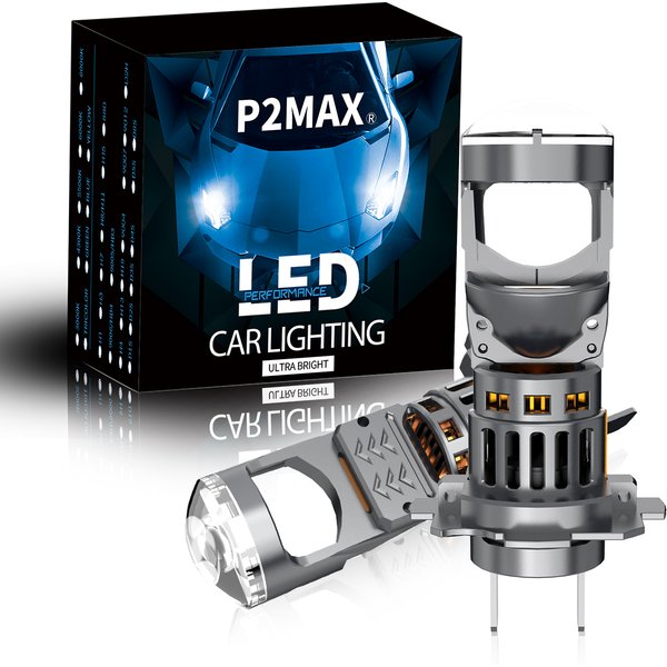 2 Stück Super Starke H4 H7 Mini LED-Linsenlampe 6000K Weiß Scheinwerfer Plug-and-Play-Typ für Autoscheinwerfer