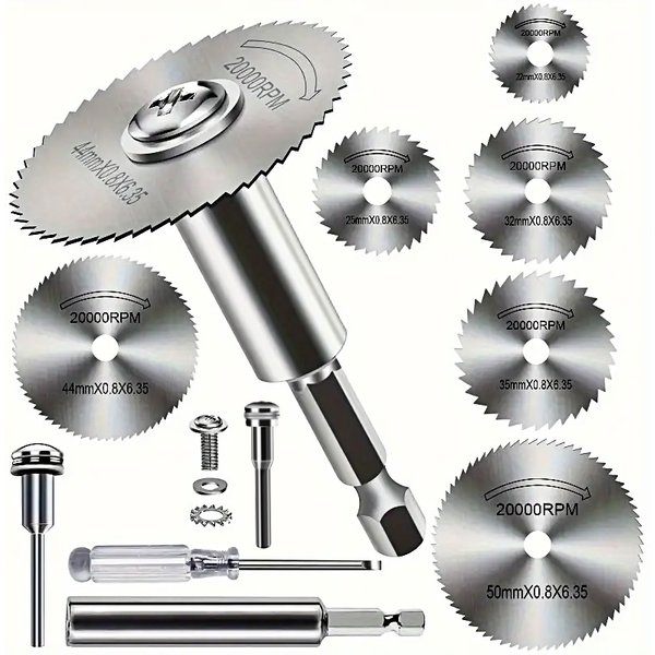 Lames de scie en acier rapide 10 pièces, tige hexagonale universelle de 1/4 "pour meuleuses, disques de coupe en métal/bois/plastique, T rotatif Durable