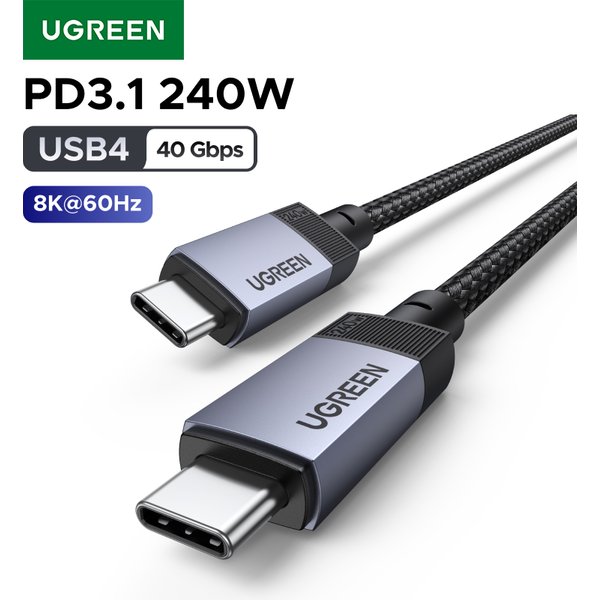 UGREEN USB4 USB-C zu USB-C Kabel 40Gbps 8K 240W PD3.1 Schnelles Laden Typ-C Daten- und Videokabel für MacBook iPhone iPad Monitor Dock