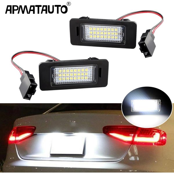 2PCS Car No Error Canbus Led License Number Plate Lights Bulb For Audi A1 A4 B8 A5 S5 A6 S6 A7 Q5 TT TTS 2D For VW 6000K White