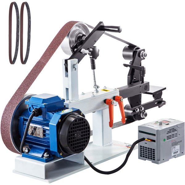 SucceBuy 1,5 kW Bandschleifmaschine, 2 x 82 Zoll, variable/konstantgeschwindigkeit, 3 Modi, elektrischer Bandschleifer für die Herstellung von Werkzeugpoliermessern