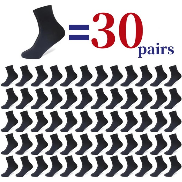 30 Paare/los Herrensocken Klassische Schwarze Business Mid-Tube-Socken Weiche Atmungsaktive Deodorant Antibakterielle Casual Herrensocken EU38-45