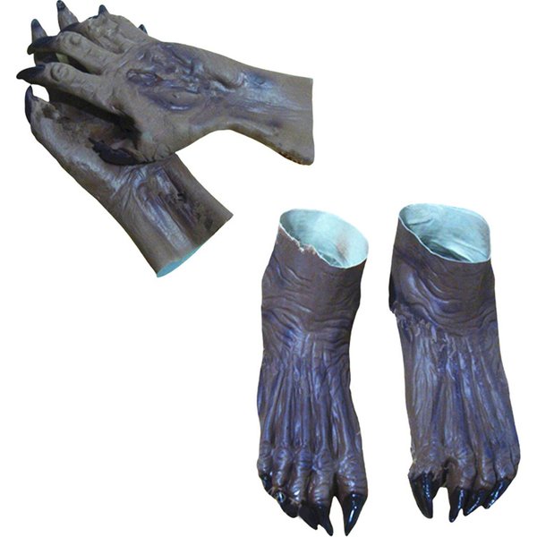 Halloween Latex Braune Monster-Teufel-Schuhe Handschuhe Zubehör Karnevalsparty Gruselige Cosplay-Requisiten Ostergeschenke für Erwachsene