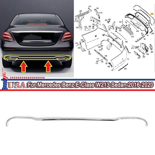 MagicKit Heckstoßstangen-Abdeckleiste für Mercedes Benz E-Klasse W213 E43 E63 E200 2016-2020 Chrom 2138850321 ABS