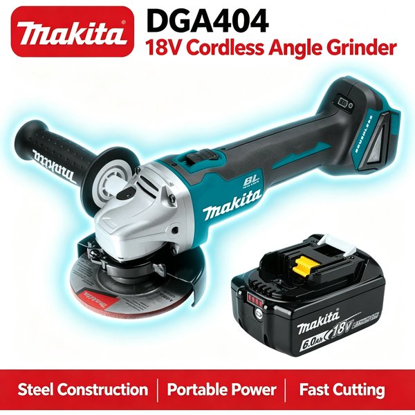 Makita DGA404 18V Akku-Winkelschleifer 125mm Elektrowerkzeug für Werkstatt, Metallbearbeitung, Stahlschneiden, Oberflächenschleifen und Rostentfernungsprojekte