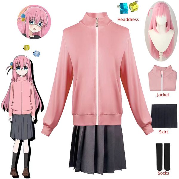 Anime Bocchi the Rock Gotou Hitori Cosplay Kostüm Yamada Ryou Rosa Mantel Rock Jk Uniform Halloween Outfits