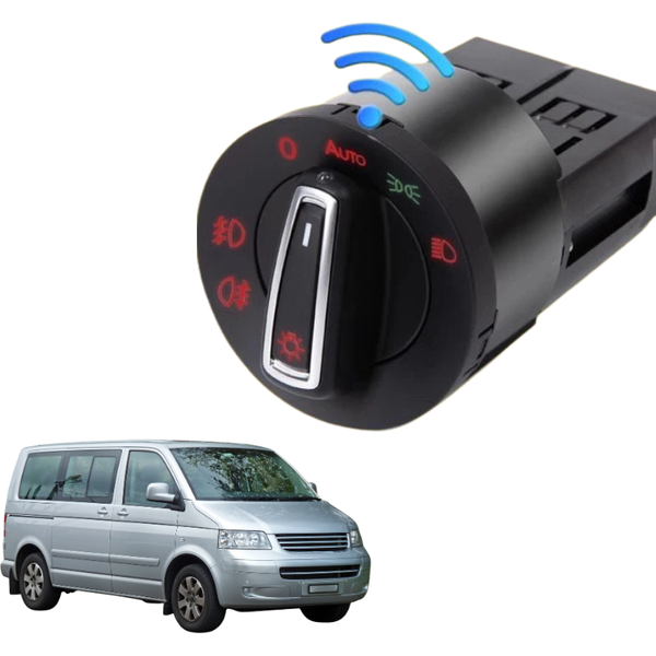 Automatic Headlight Switch Built-in Auto Light Sensor For VW T5 Caravelle 2003-2008 Red Backlight Chrome Plug and Play